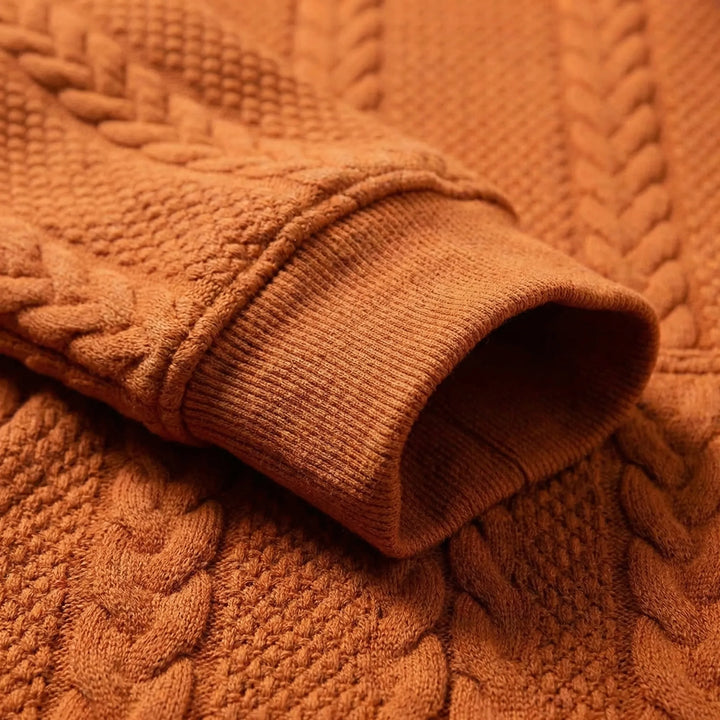 BraidvexOversized Cable-Texture Pullover Hoodie