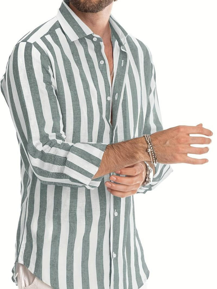 Gestreept herenshirt met lange mouwen