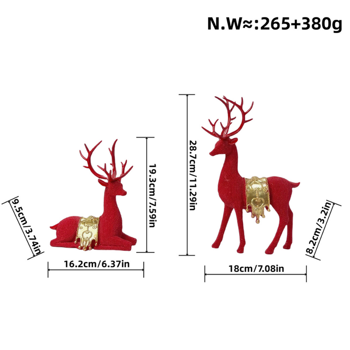 Set van 2 zilveren kerstrendierbeeldjes