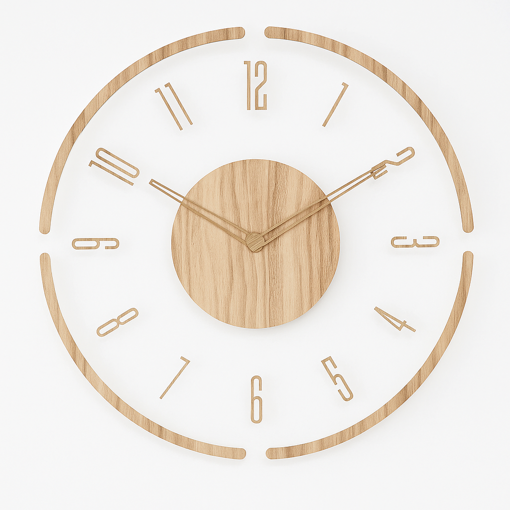 Moderne minimalistische wandklok, stil, Scandinavisch rond ontwerp