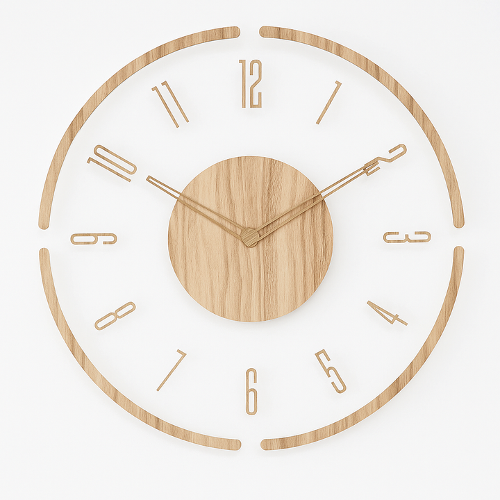 Moderne minimalistische wandklok, stil, Scandinavisch rond ontwerp