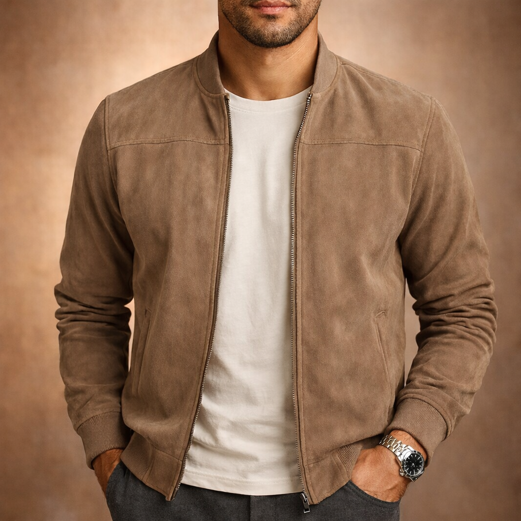 Herenbomberjack in suèdelook – licht smart-casual jack