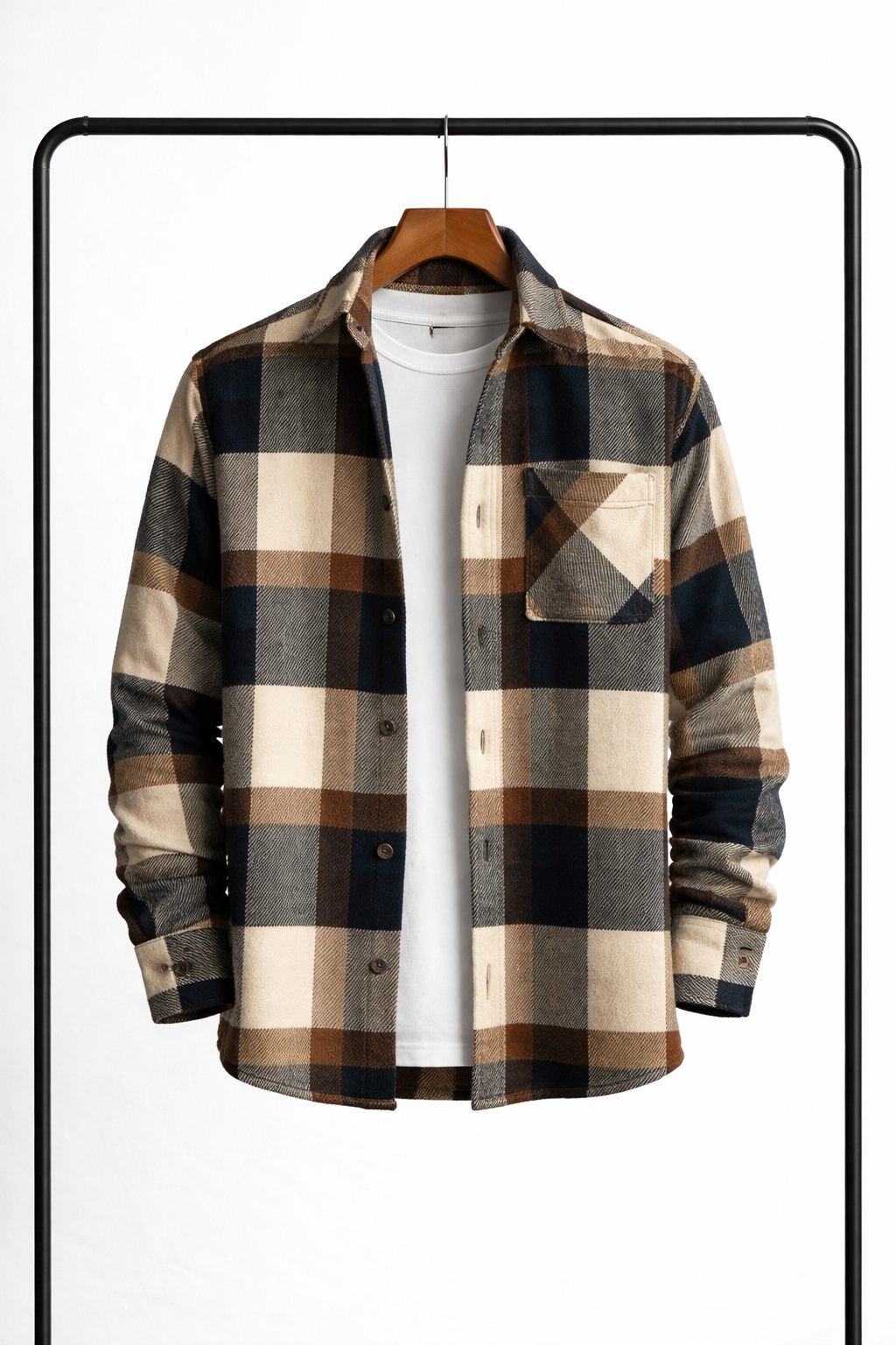 Klassiek geruit overshirt voor heren – warm, comfortabel overhemdjack als tussenlaag