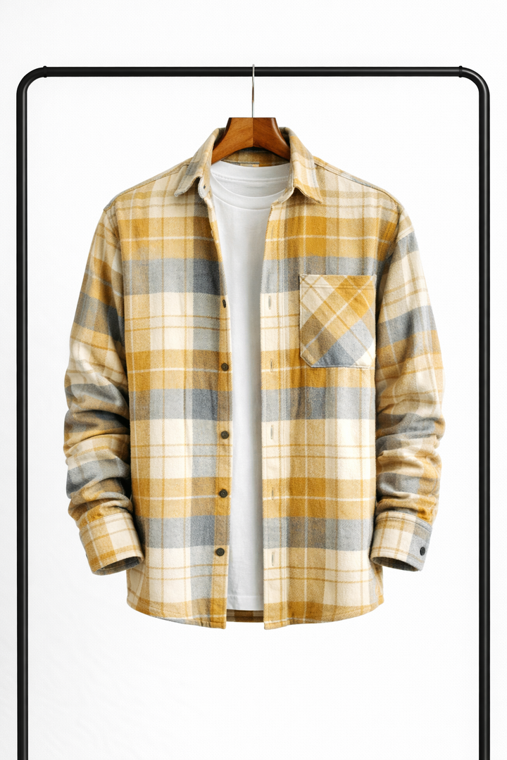 Klassiek geruit overshirt voor heren – warm, comfortabel overhemdjack als tussenlaag