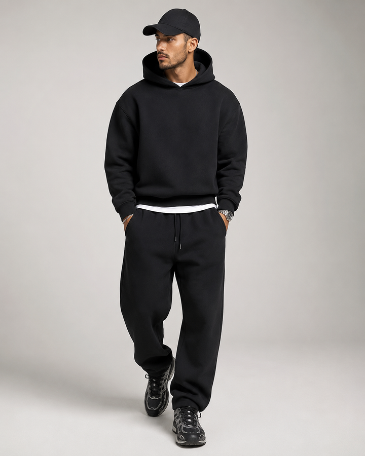 Heren hoodie- & joggerset - zachte katoenmix, losse pasvorm