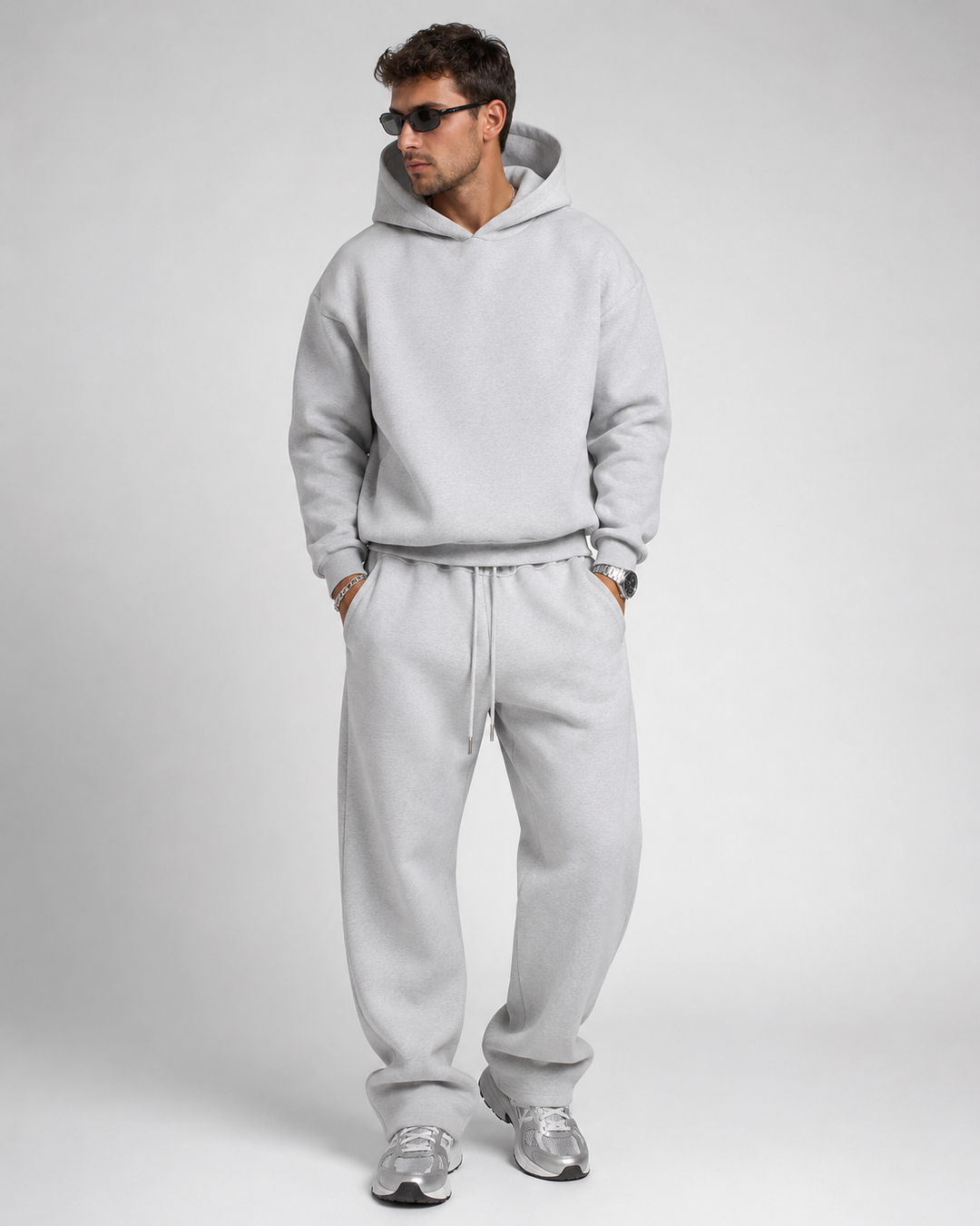 Heren hoodie- & joggerset - zachte katoenmix, losse pasvorm