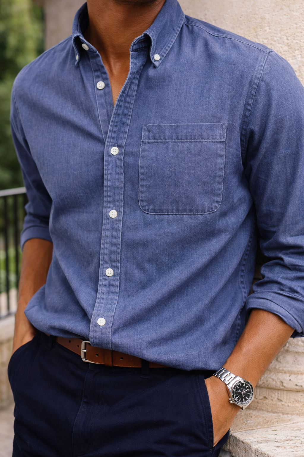 Katoenen herenoverhemd met knoopsluiting voor een casual-elegante look voor elke dag