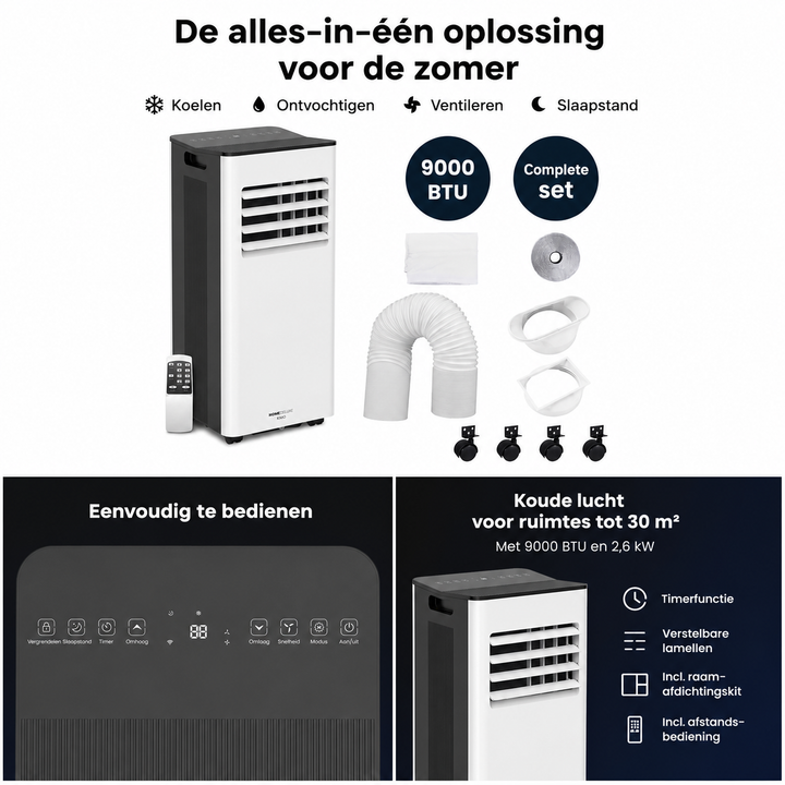 Mobiele Airconditioner 9000 BTU Met Wifi