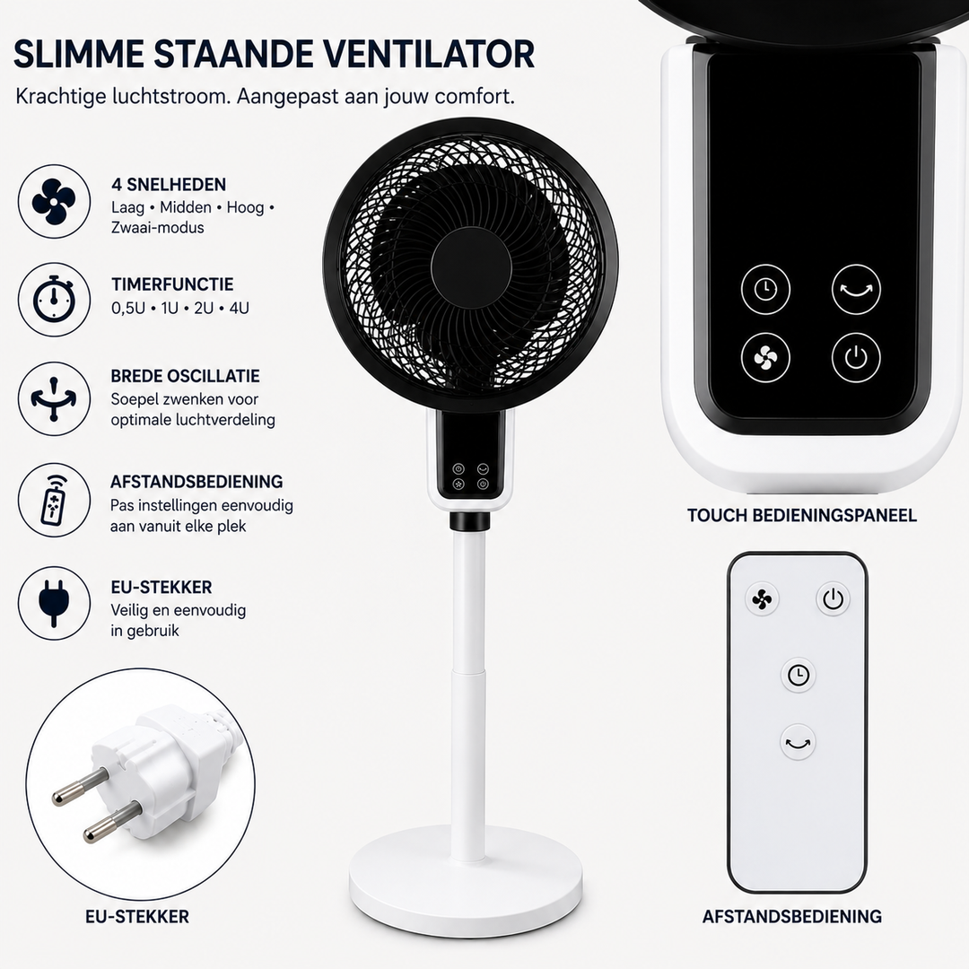 Luxe staande ventilator met 3D-oscillatie