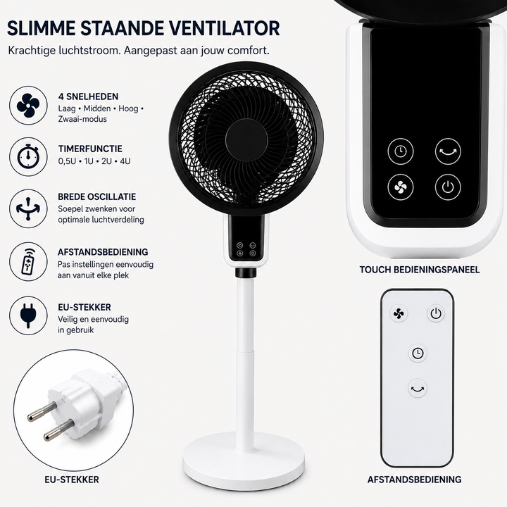 Luxe staande ventilator met 3D-oscillatie