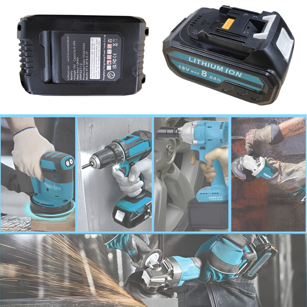 2x 8,0 Ah 18V vervangende accu's + oplader