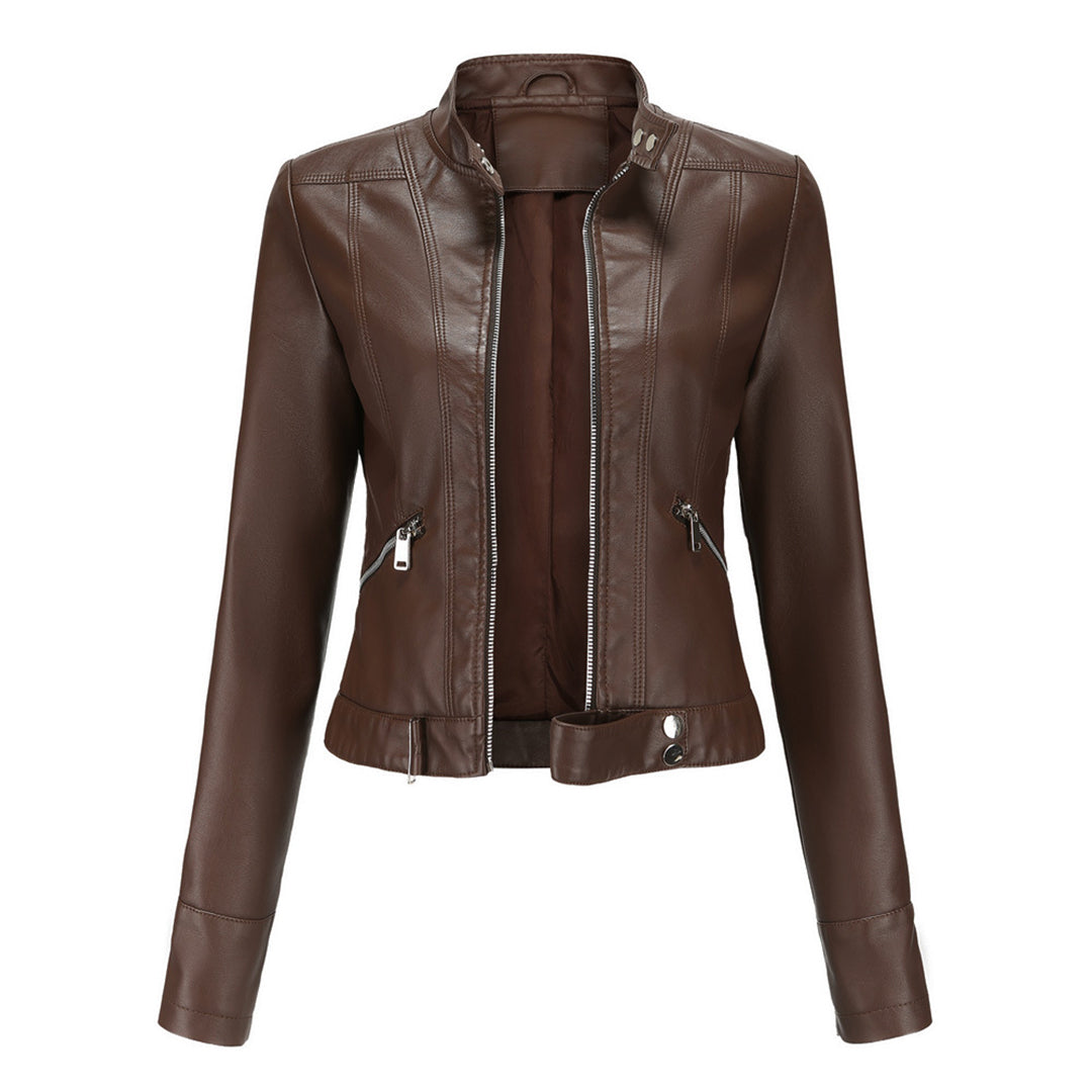 Stijlvolle dames leren jack in klassiek ontwerp - Marlene