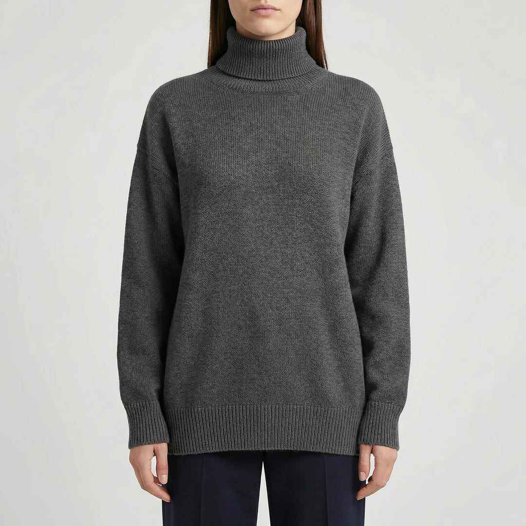 CollveraRibbed Turtleneck Long Sleeve Jumper