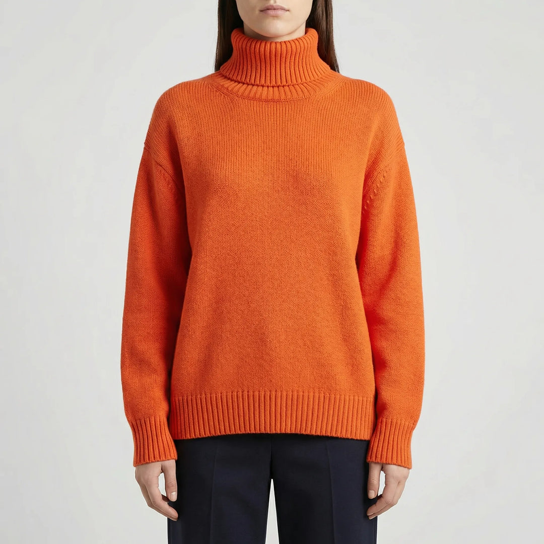 CollveraRibbed Turtleneck Long Sleeve Jumper