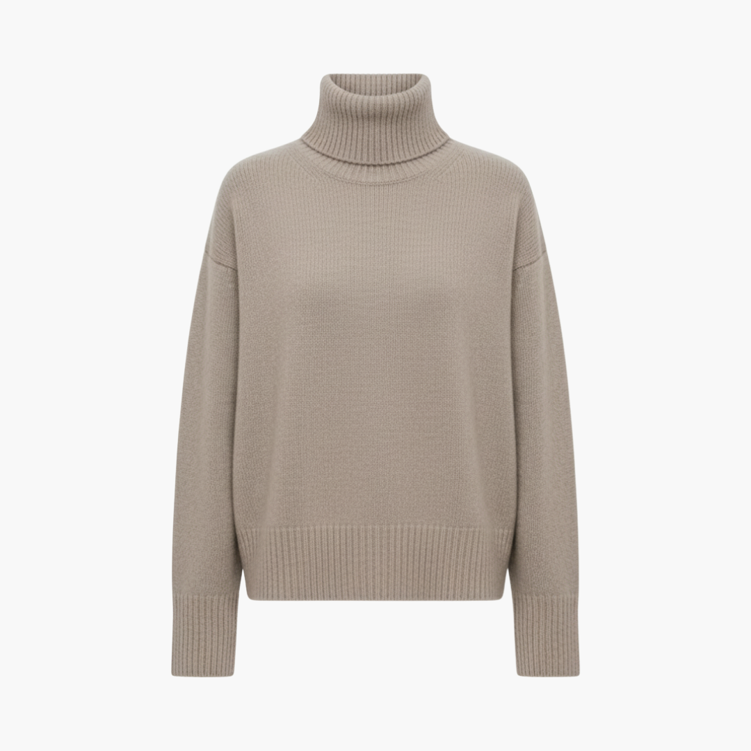 Dames Oversized Hoge Hals Trui – Ontspannen Gebreide Laag