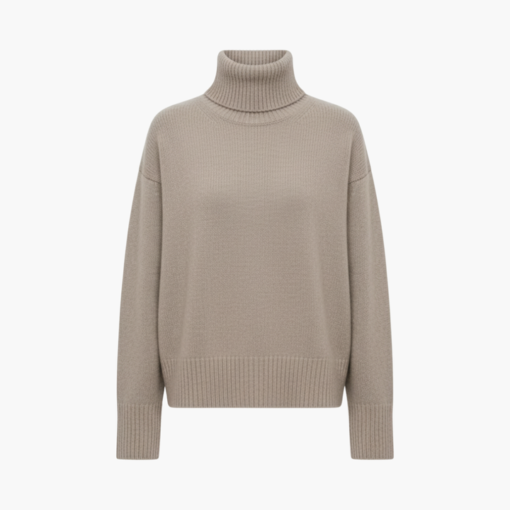 Dames Oversized Hoge Hals Trui – Ontspannen Gebreide Laag