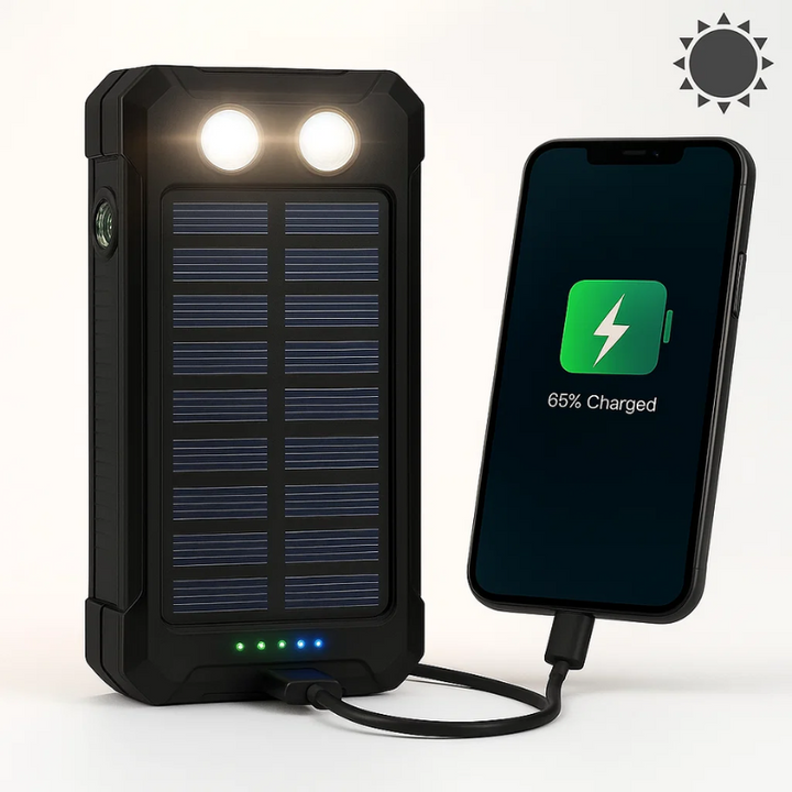 Draagbare solar powerbank, grote capaciteit, dubbele USB-oplader 20000mAh
