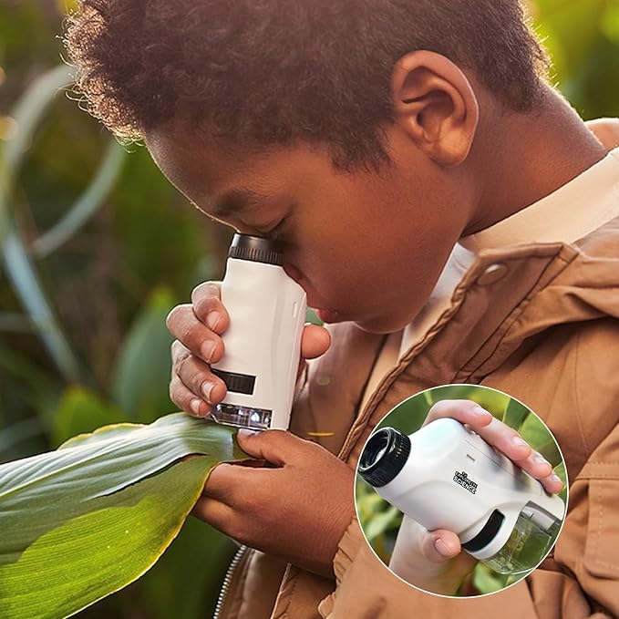 Draagbare Microscoop voor Kinderen 60x-120x met LED-licht - Compact en Kindvriendelijk