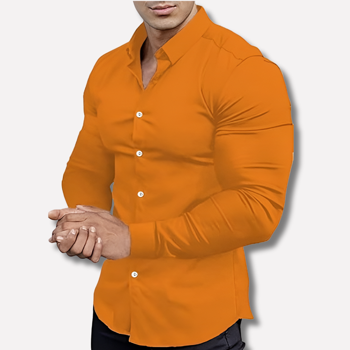 Effen linnen herenoverhemd