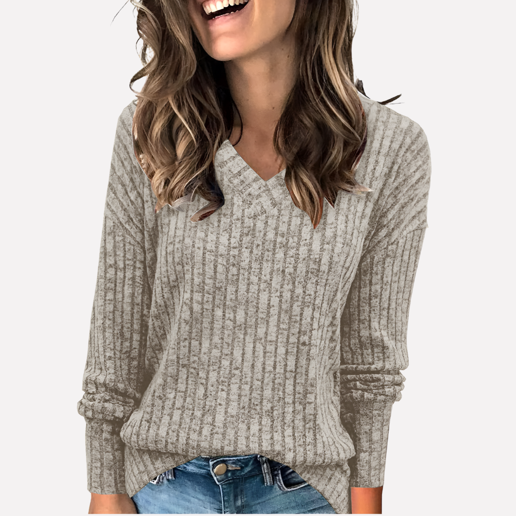 Vrouwen V‑Hals Lange Mouwen Top