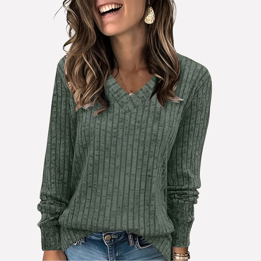 Vrouwen V‑Hals Lange Mouwen Top
