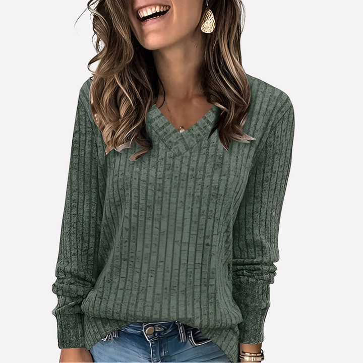 Vrouwen V‑Hals Lange Mouwen Top