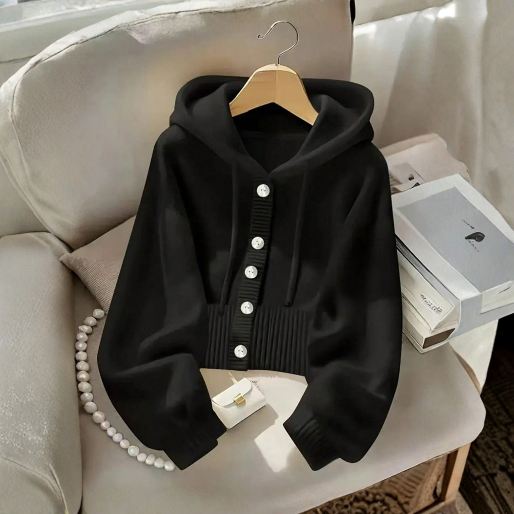 Vrouwen Hooded Breien Cardigan