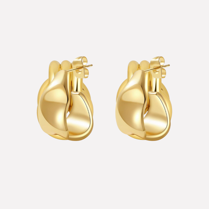 Gouden Knoop Druppel Oorringen