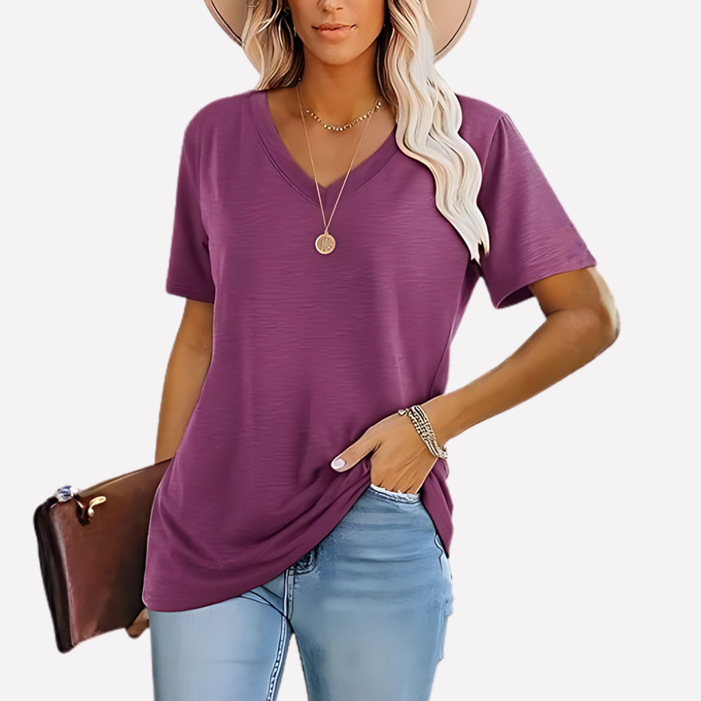 Vrouwen V‑Hals Korte Mouwen Top