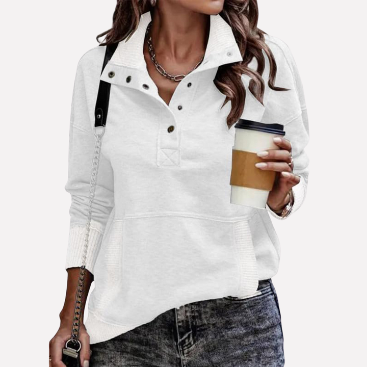 Casual Lang‑Mouwen Staande Hals Sweatshirt