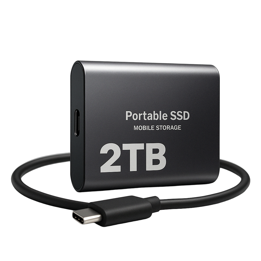 Externe 2‑TB‑SSD – draagbaar, schokbestendig, highspeed opslagschijf