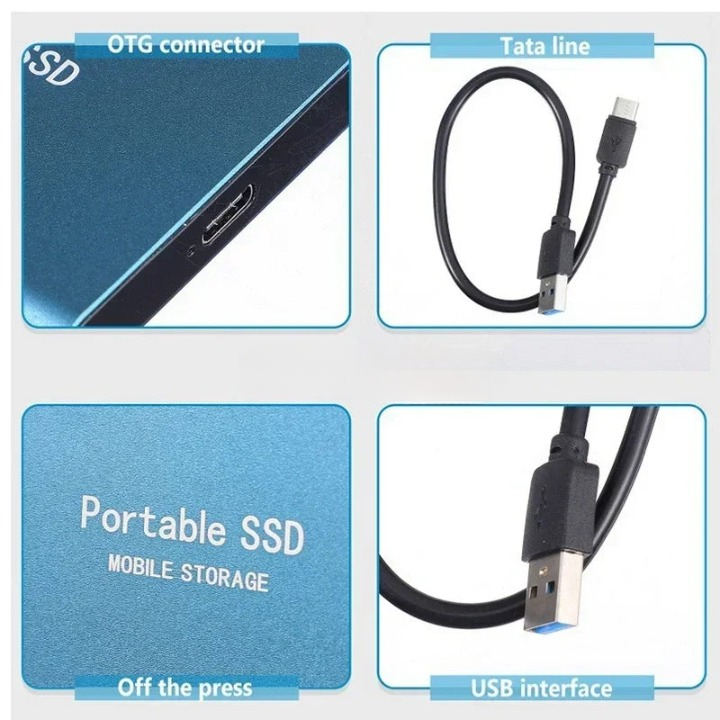 Externe 2‑TB‑SSD – draagbaar, schokbestendig, highspeed opslagschijf