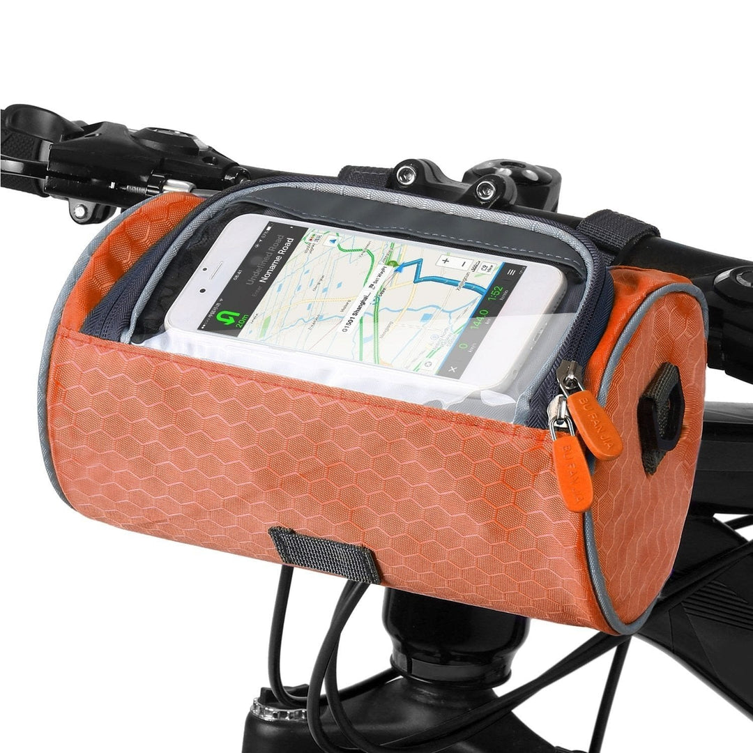 Fietsopbergtas met transparant telefoonvak en stevige bevestiging