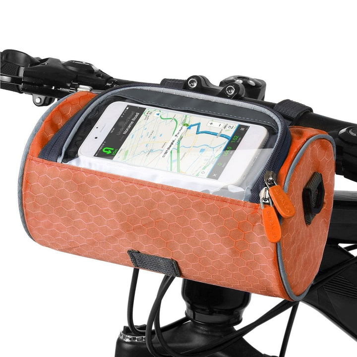 Fietsopbergtas met transparant telefoonvak en stevige bevestiging