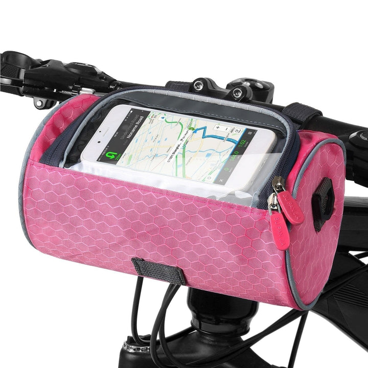 Fietsopbergtas met transparant telefoonvak en stevige bevestiging