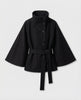 Dames capejas met riem van wolmix – winterlaag met hoge kraag