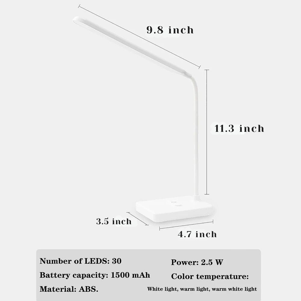 Flexibele bureaulamp met buigbare arm, oplaadbaar en verstelbaar licht