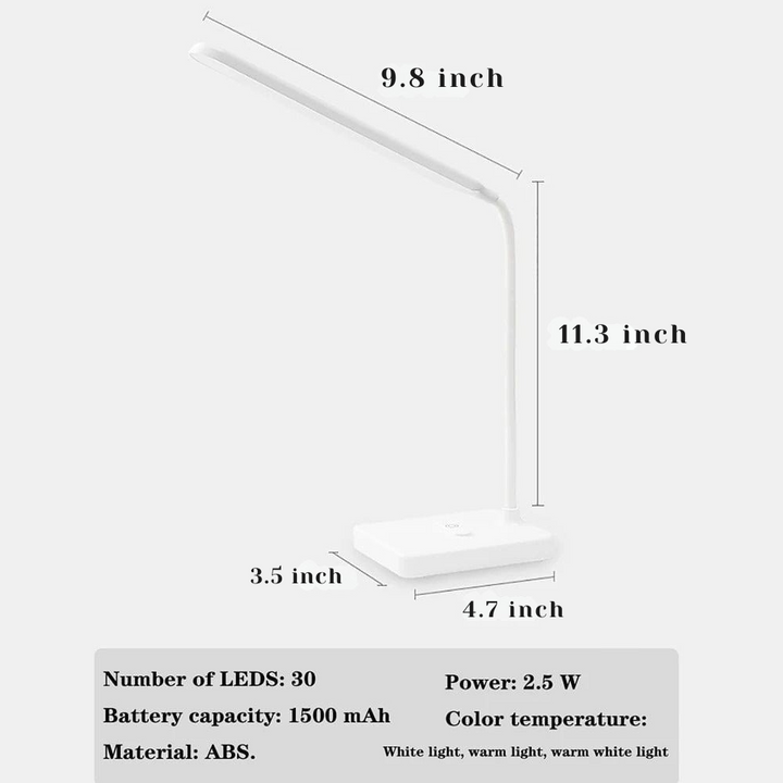 Flexibele bureaulamp met buigbare arm, oplaadbaar en verstelbaar licht