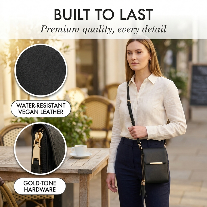 Dames crossbody telefoonportemonnee met touchscreenvenster