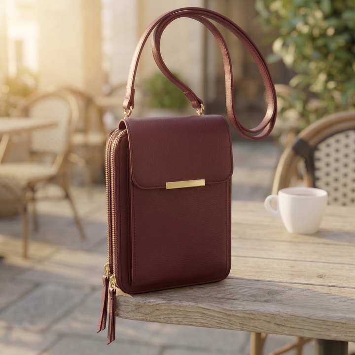 Dames crossbody telefoonportemonnee met touchscreenvenster