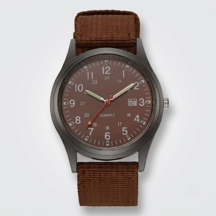 Militair horloge met nylon band – waterdicht, schokbestendig, met lichtgevende wijzers