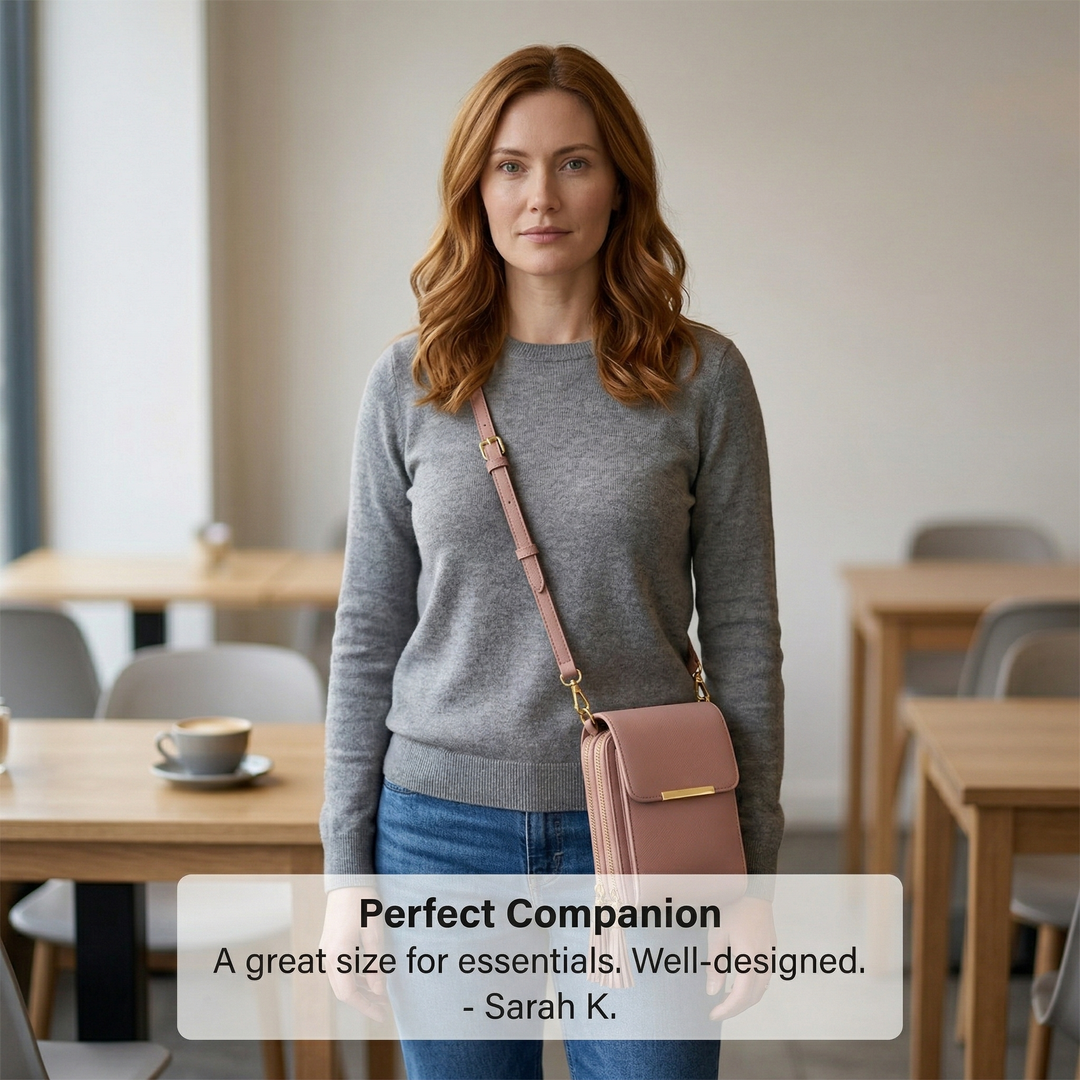 Dames crossbody telefoonportemonnee met touchscreenvenster