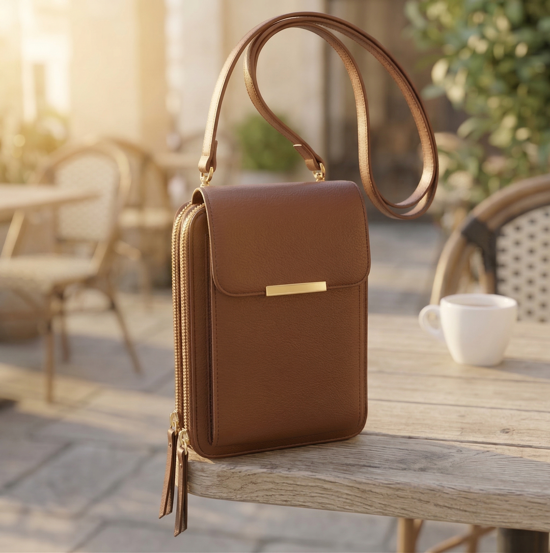 Dames crossbody telefoonportemonnee met touchscreenvenster