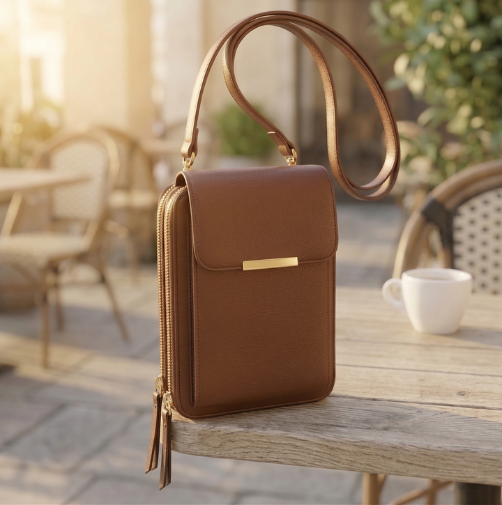 Dames crossbody telefoonportemonnee met touchscreenvenster
