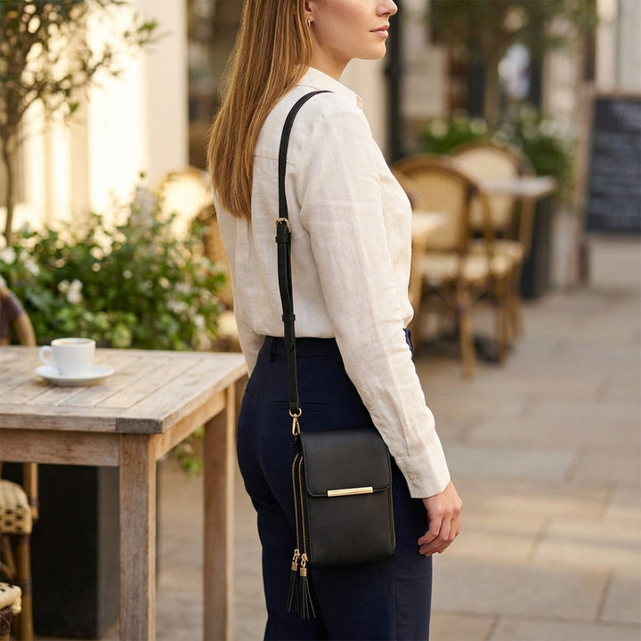 Dames crossbody telefoonportemonnee met touchscreenvenster