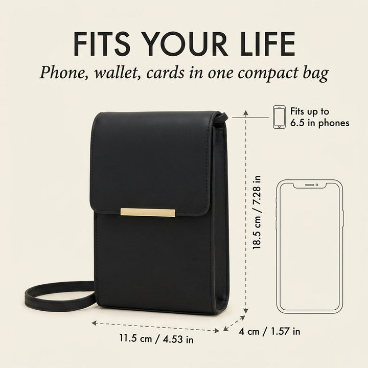 Dames crossbody telefoonportemonnee met touchscreenvenster