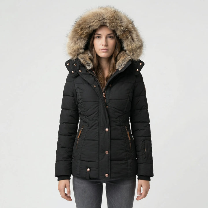 Gevoerde winterjas met bontkap - Sheryl