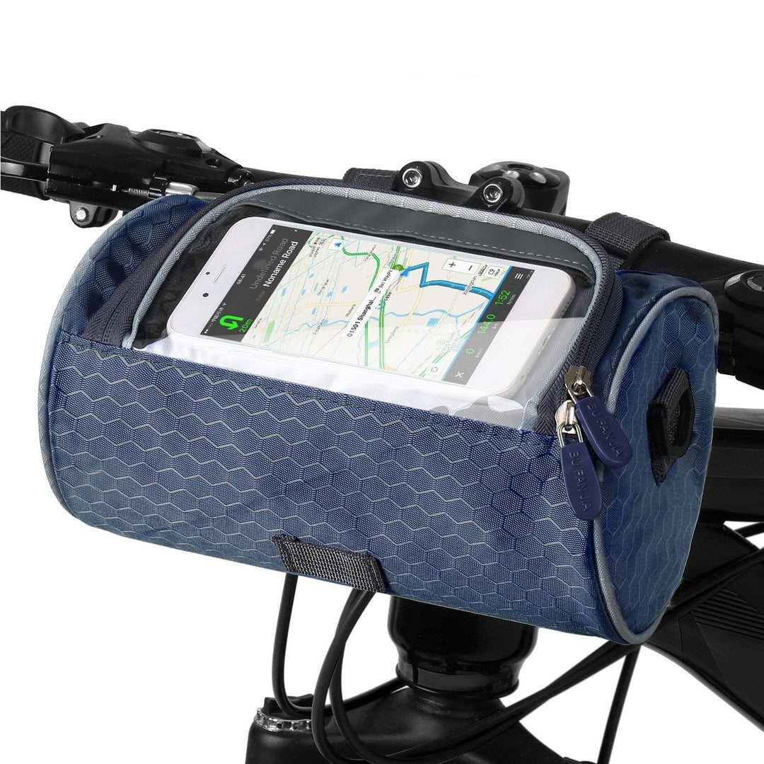 Fietsopbergtas met transparant telefoonvak en stevige bevestiging