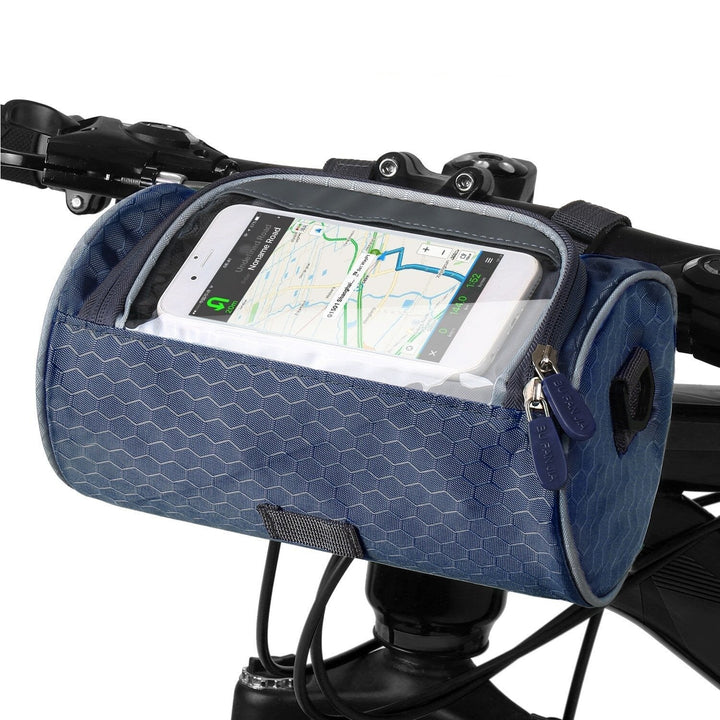 Fietsopbergtas met transparant telefoonvak en stevige bevestiging
