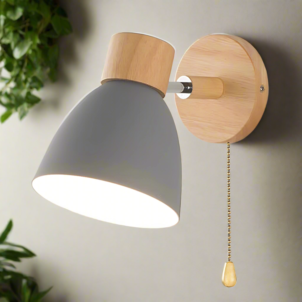 Binnenwandlamp, minimalistisch Scandinavisch, lamp met trekschakelaar